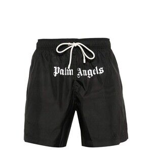 Palm Angels Classic Logo Swim Shorts Black/White Size Small Free Shipping